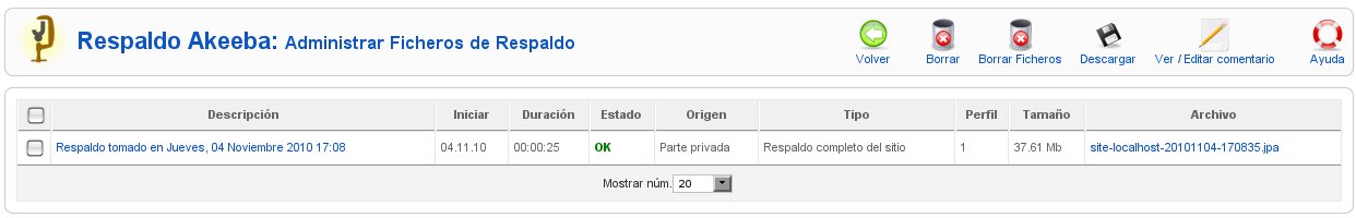 akeeba backup rest admin ficheros